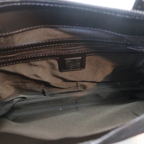 Authentic Fendi Dark Brown Suede Leather Borsa Manici Satchel Shoulder Handbag - Picture 14 of 16